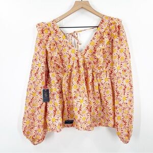 Simply Southern Sunflower Tie Back Blouse